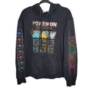 Pokemon Evolutions Graphic Hoodie Mens Size Large in Black